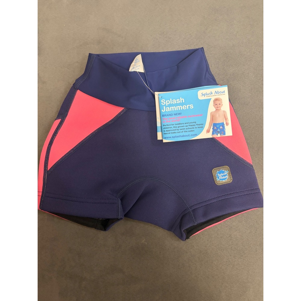 Splash About Splash Jammers Kids Swim Shorts Navy Pink UPF 50+ Size Small 4-5Y